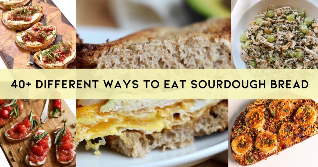 5 different pictures of toppings on sourdough bread