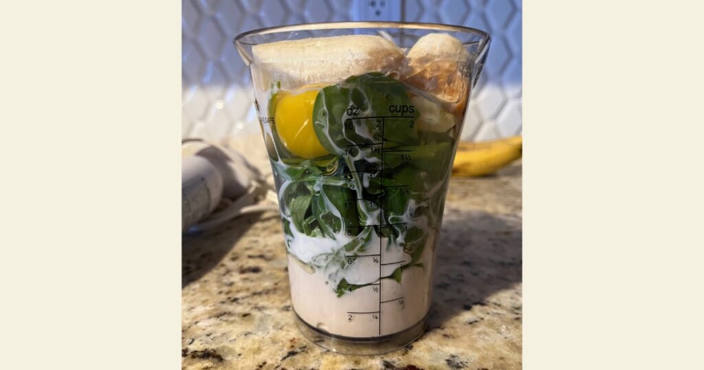 Blender pancakes - multiple layers of food within a blender cup