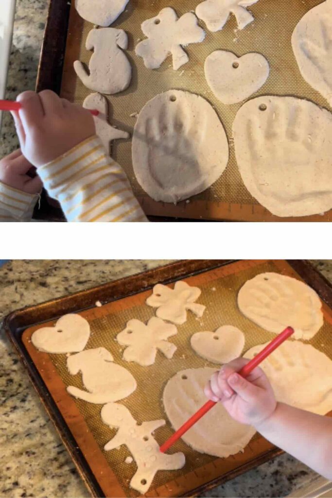 poke holes in salt dough ornaments.