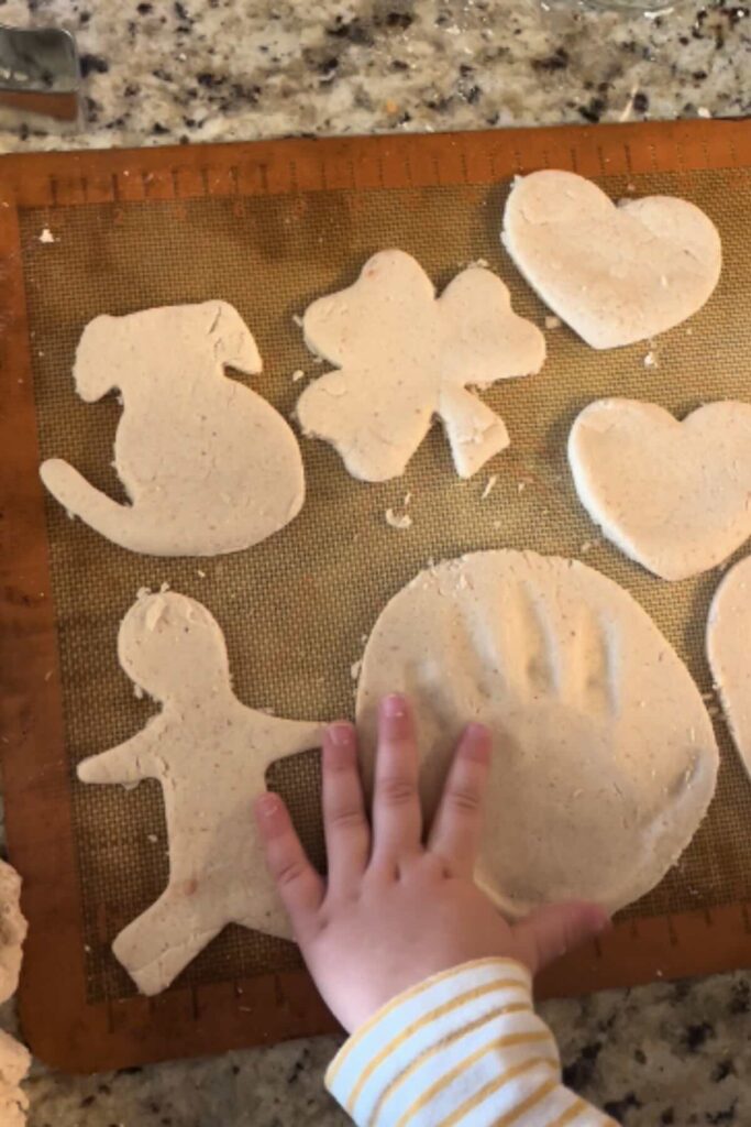 Salt dough ornament handprints.