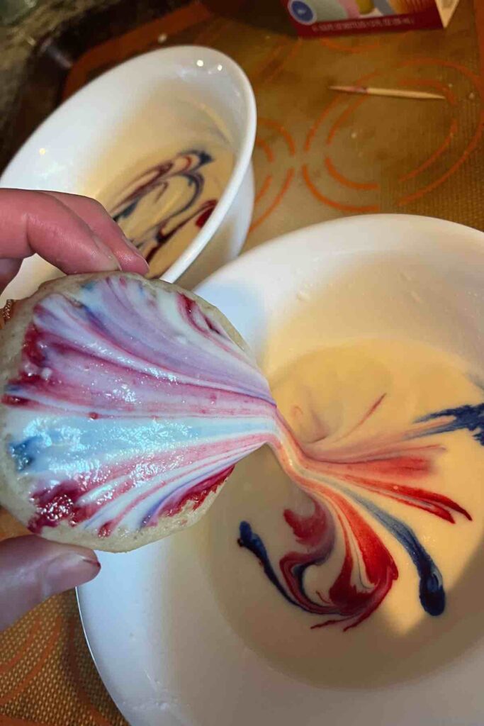 sourdough sugar cookie dipped in royal icing.