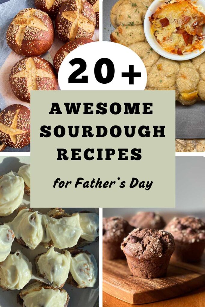 four recipes in squares with text in middle describing picture.