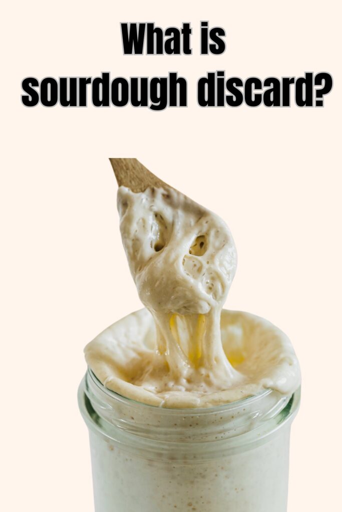 sourdough discard on a wooden spoon with question on top describing picture.