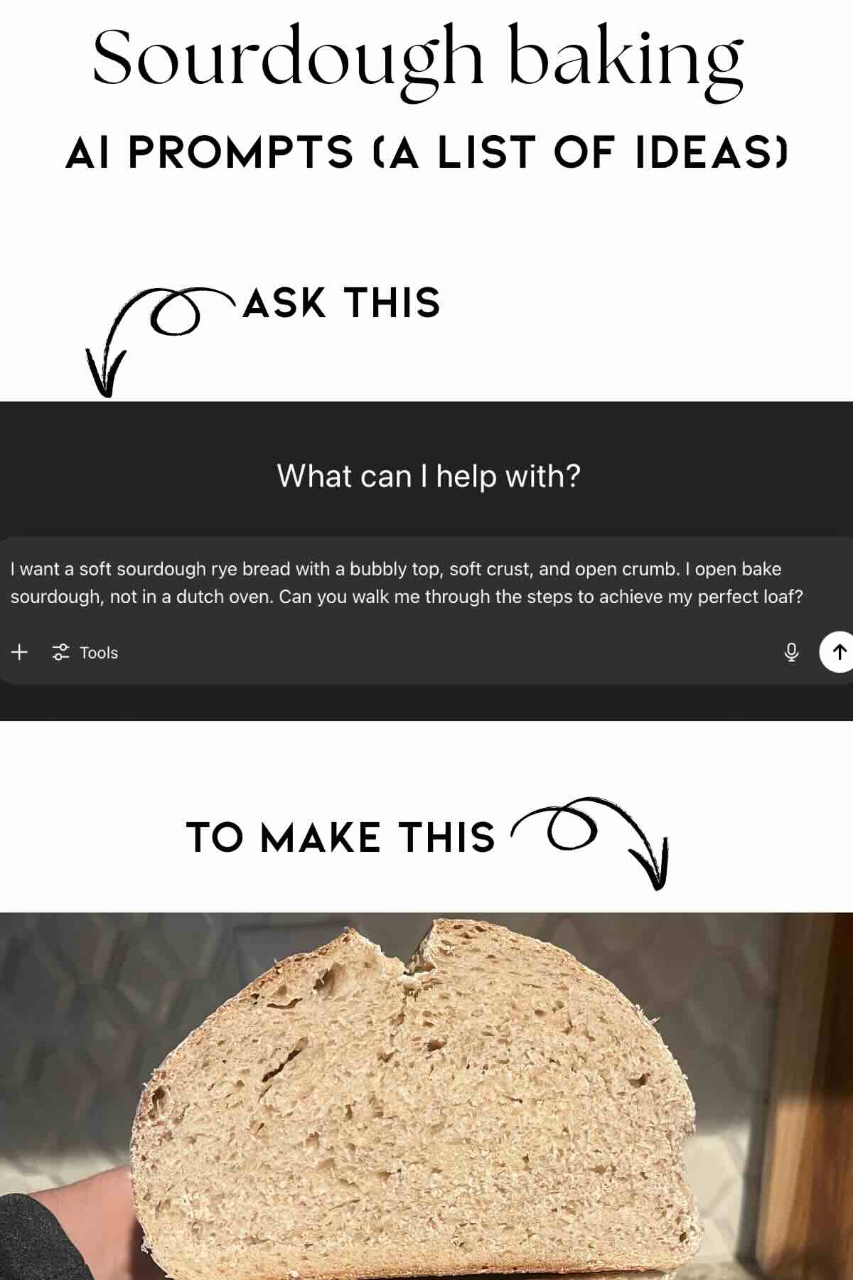 ai prompts for sourdough baking with idea and result (sourdough bread)