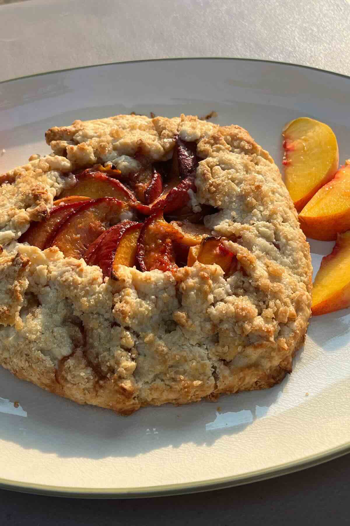 peach galette with fresh peaches.