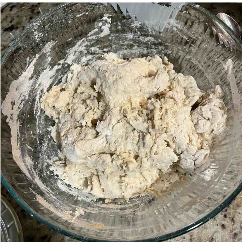 sourdough bread mixed in large bowl.