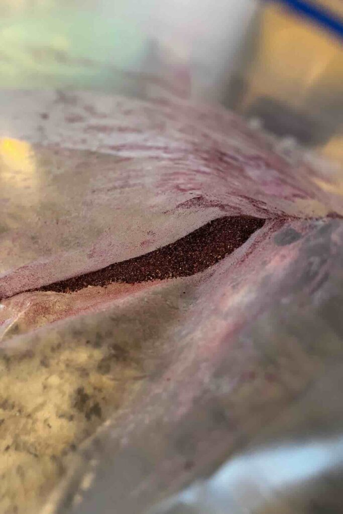 dried blueberry powder in bag.