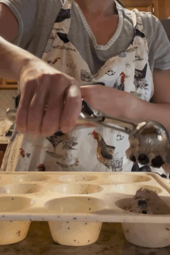 filling in bakery style muffins.