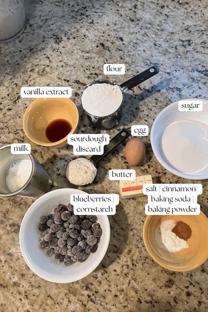 sourdough blueberry muffin ingredients