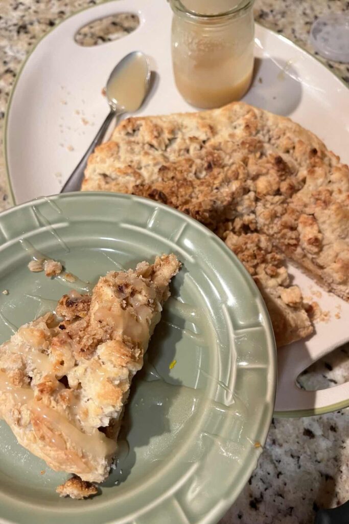 slice of sourdough apple crumble.