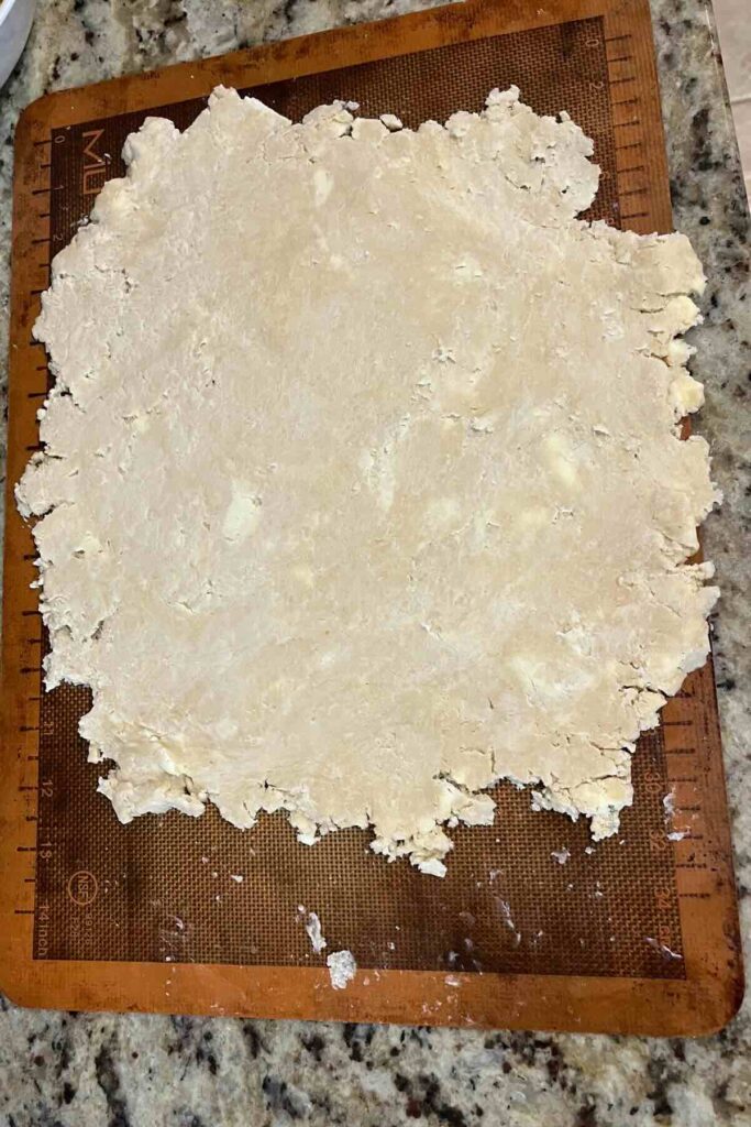 sourdough pie crust on a sheet tray.