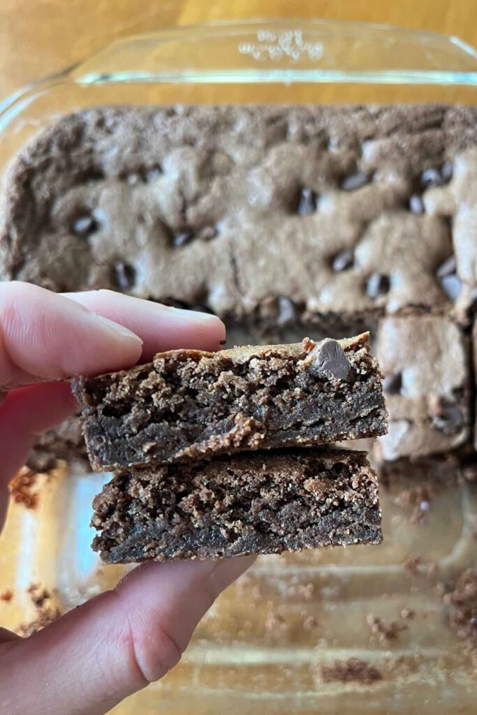 stack of two fudgy brownies.