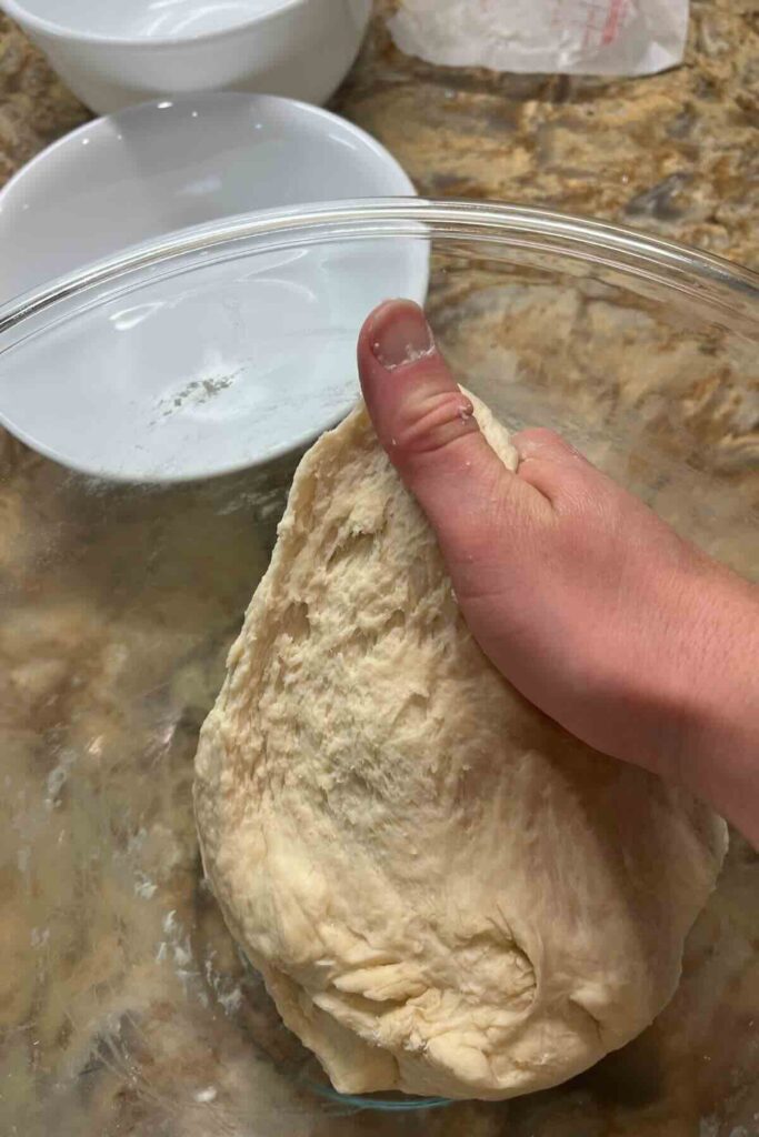 stretch sourdough dough.