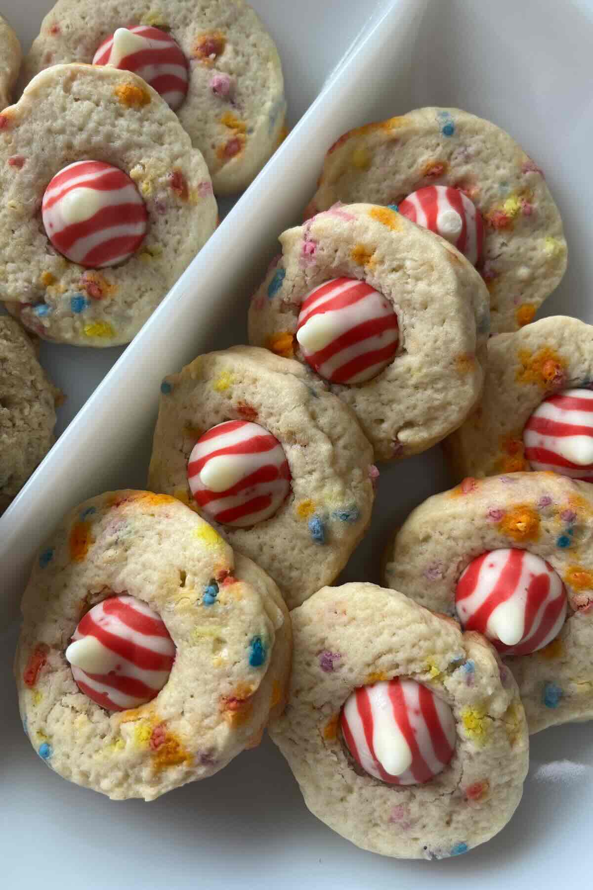 sourdough Hanukkah cookies on a white tray.