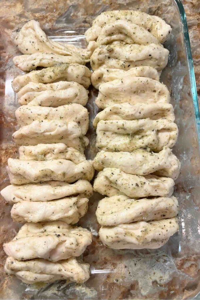 sourdough garlic bread before proof.