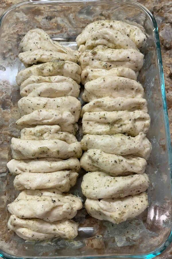 sourdough garlic pull apart bread proofing.