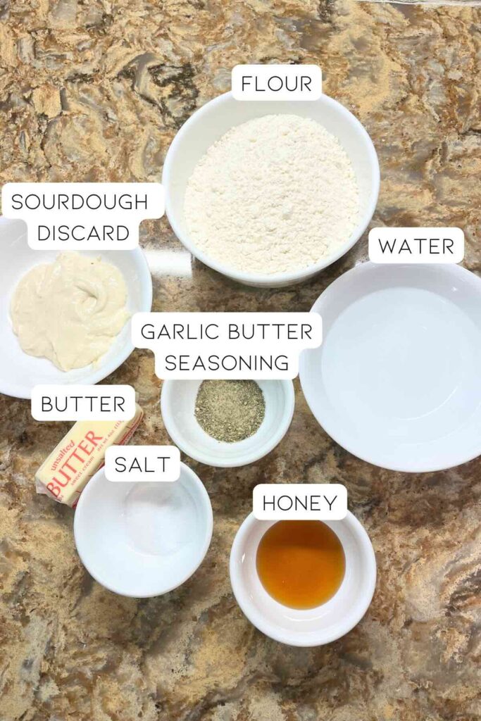 sourdough pull apart bread ingredients.
