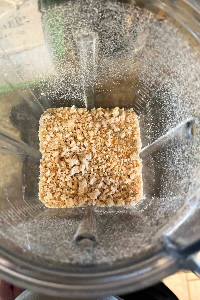 sourdough breadcrumbs in a blender.