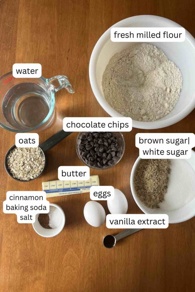 ingredients for whole wheat oatmeal cake.