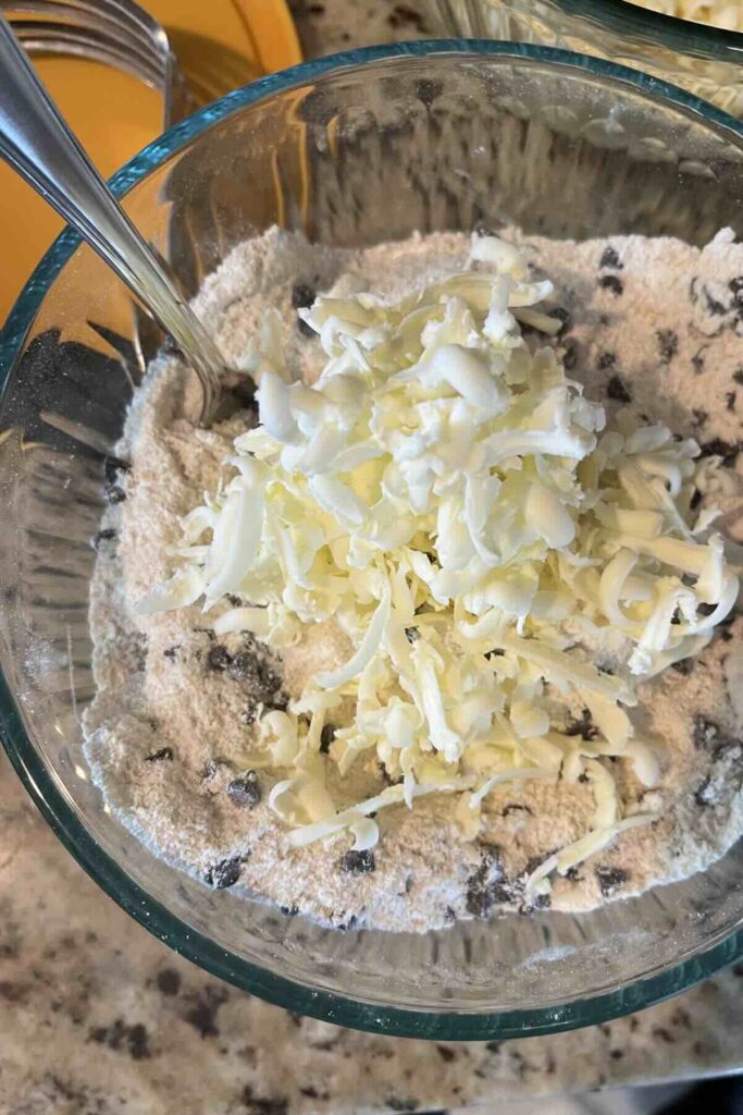 grated butter in whole wheat scones.