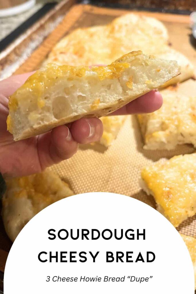 sourdough cheese bread with description.