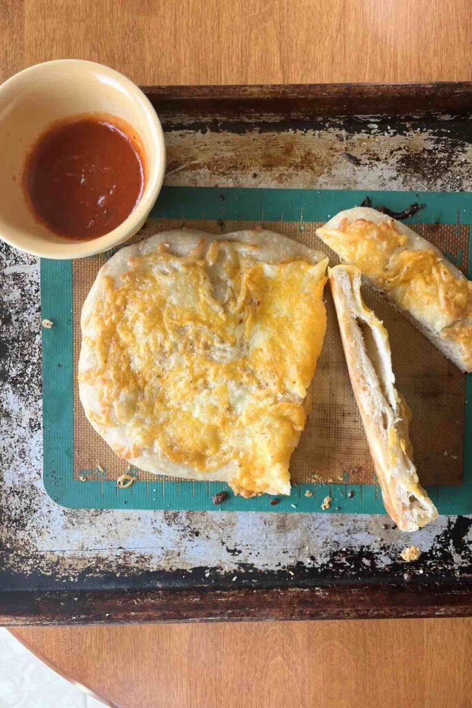 Howie's bread with marinara sauce.