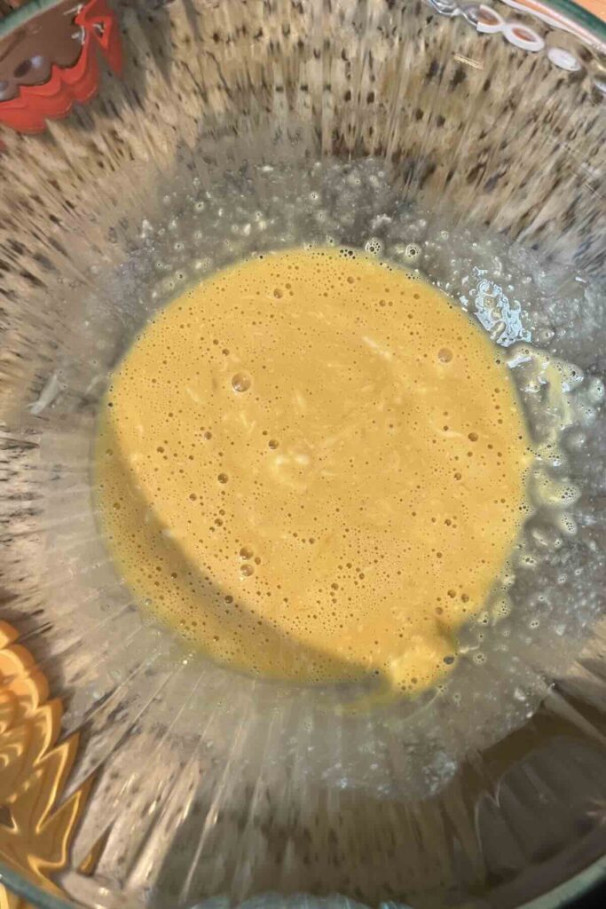 wet mixture for fresh milled flour scones.