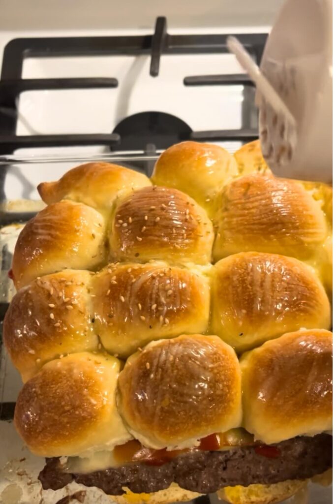 butter and sesame on sourdough slider buns.