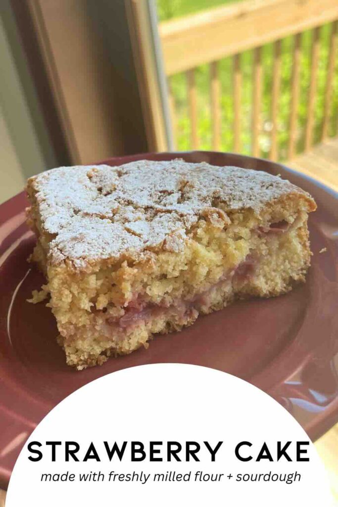 fresh milled flour cake with description on bottom.