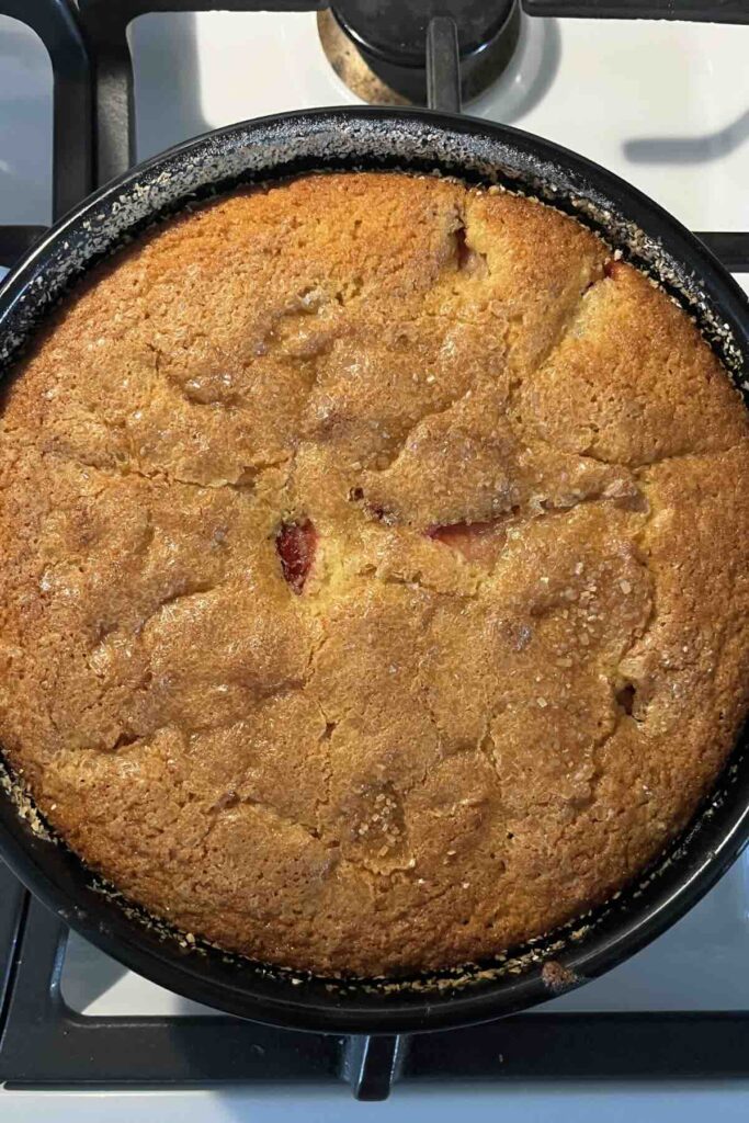 baked whole wheat strawberry cake.