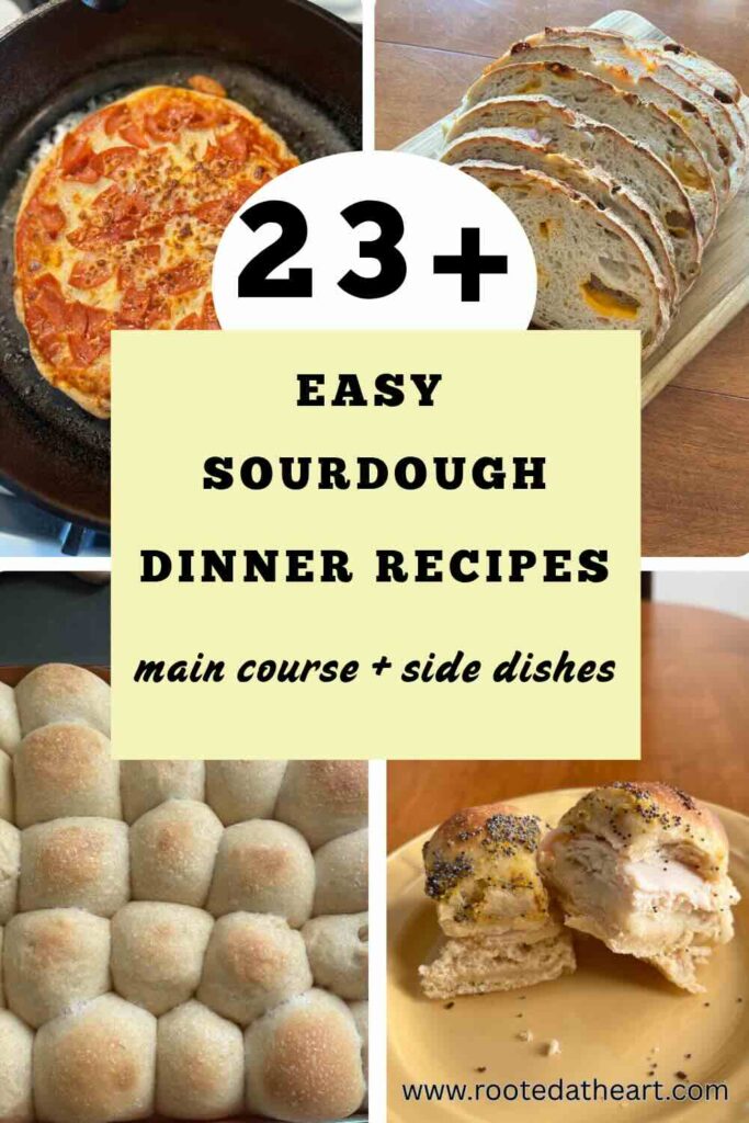 Sourdough dinner recipes with text.