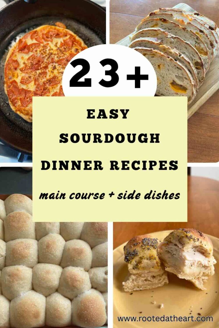 Sourdough dinner recipes with text.